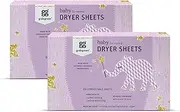 Grab Green Baby Laundry Dryer Sheets, 160 Sheets, Dreamy Rosewood Scent, Plant and Mineral Based, Compostable, Softens Clothing and Linens, Reduces Static Cling