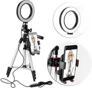 Angoily Dimmable Ring Light with Tripod Stand Mobile Phone Holder for Live Streaming Color Modes and Brightness Levels for Selfie Video Chat and Broadcasting