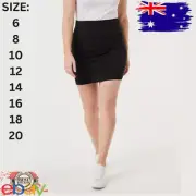 Knit Mini Tube Skirt Mini Skirt Stretchable Skirt Folded Waist Black Cotton AU