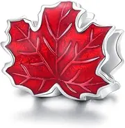 [Teleye] Bracelet Charm Bead Maple Leaf 925 Sterling Silver Charm Fits For Pandora Bracelet, European Charms Bracelet