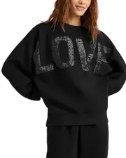 Splendid Sequin Love Fleece Sweatshirt
