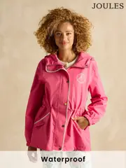 Joules Holt Pink Waterproof Packable Raincoat with Hood (E18320) | $150