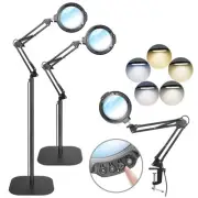 12X Large Magnifying Glass with Light and Floor Stand, 3-in-1 Swing Arm Floor...