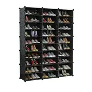 Black DIY Cube Shoe Cabinet Rack Storage Stackable Organiser 3 Column 10 Row