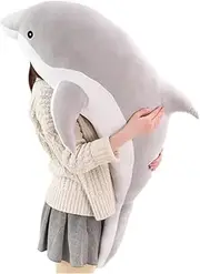 Dolphin Plush Toys Lovely Stuffed Soft Animal Pillow Dolls for Children Girls Sleeping Cushion Gift (50cm/19.68inch, Gray)