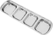 KOCKSHION Stainless Steel Condiment Plate Divided Dipping Dish for Sauces Seasonings Condiments Multi Compartment Korean Style Tray for Home Restaurant Use
