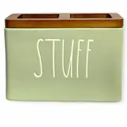 Rae Dunn Ceramic Brush Holder for Make-up or Tooth Brushes or Office Light Green