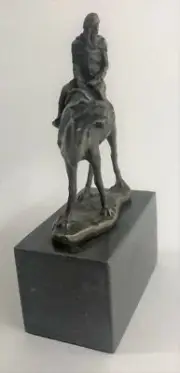 9"x7" Signed Vienna Bronze Bergman Arab Man Riding Camel 100% Bronze Sculpture