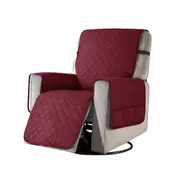 Recliner Sofa Chair Cover Non Slip Strap Pet Couch Slip Cover Protector Slipcover - Wine Red
