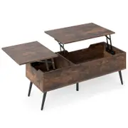 Costway Lift Top Coffee Table Modern Center Table Brown