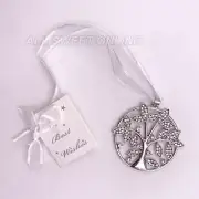 Wedding Bridal Good Luck Charm Crystal Silver Tree Of Life Charm Organza Ribbon