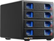 4 Bay RAID Enclosure 5Gbps with Fan for 2.5/3.5 SATA HDD/SSD, USB A/C 3.0+eSATA Cable, 3.5 Hard Drive Enclosure Supports 80TB Capacity, 8 RAID Modes, NO NAS