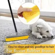 Pet Hair Rubber Broom 59" Long Handle with Build-in Squeegee Silicone Brush