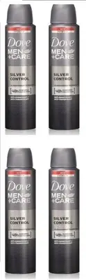 4 X Dove Men+Care Silver Control Anti-Perspirant/Anti-Transpirant 150mL Spray