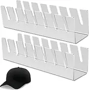 Hat Organizer,2 Pack Acrylic Hat Stands for Baseball Caps Display No Install Hat Holder Storage Organizer Holds Up to 7 Caps for Dresser Closet Bedroom Living Room (White)