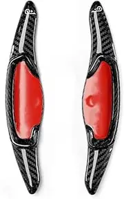 Car Steering Wheel Shift Paddles for K&ia EV6 Car Interior Steering Trim Accessories Real Carbon Fiber Black Red Steering Wheel Shift Paddle Extension Shifters HTEOPOEKFR(Black)