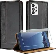 [JayModCase] Case for Samsung Galaxy A73 5G with 1 Pack Screen Protector, PU Leather Flip Magnetic Buckle Wallet Cover with Card Slots Kickstand Compatible with Samsung A73 5G - Black