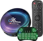 Android TV Box 11.0, Smart TV Box S905X4 4GB 128GB Support 2.4G 5.8G WiFi Bluetooth 4.1 with Mini Backlit Keyboard Ethernet LAN 3D 4K Video Set Top TV Box,2gb+16gb