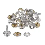 10 Sets Stainless Screw Snap Fasteners Kit 15mm Copper Snaps Button Silver Tone