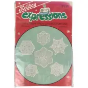NOS Vintage Dritz Holiday Expressions Iron-On Decorations 6 Lace Snowflakes 1985