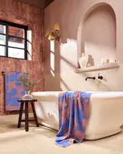 Wildflower & Lavender Floral 100% French Flax Linen Terry Bath Towel