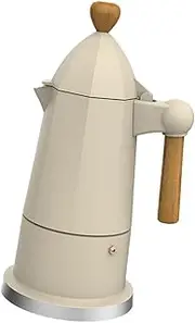 yuksok Moka Pot 6 Cups Portable Aluminum Alloy Supplies Coffee Maker Pot Octagonal Espresso Maker for Camping Cafe Office Restaurant, White