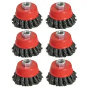 6 x 100mm 4" TWIST KNOT WIRE CUP BRUSH SET KIT FOR 115MM ANGLE GRINDER