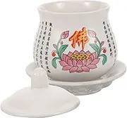 DOITOOL Ceramic Buddha Altar Cup Elegant Water Cup for Offering Buddhist Decor