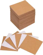 50Pcs Self Adhesive Cork Coasters 3.5"X 3.5"X 0.06" Cork Mats Cork Tiles Cork Ba