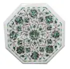 3'x3' Marble dining Table Top Side Table Malachite Inlay Interior Home Decor