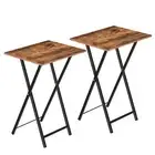 Folding TV Tray Tables, Set of 2 Side Table for Small Space, Industrial Snack...