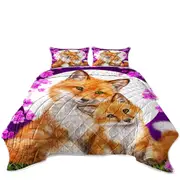 Wild Animals Art Flowery Nights Foxes Coverlet