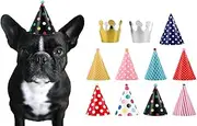 CBM Dog Party Hat Set - 11pcs: Dog Hats & Crowns - Polka Dots, All Breed Sizes, All Seasons