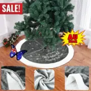 90cm Silver Christmas Tree Skirt Skirt Decoration Plush Xmas Base Floor Mat #T