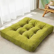 DAWNTREES Floor Cushion,55x55cm Large Square Floor Pillows Seating for Adults,Tufted Corduroy Floor Cushion for Tatami Living Room (Green Square, 55x55cm)