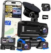 Dash Cam 4 Channel 360° Front Rear Inside DashCam, 4K Full HD Dashcam Car