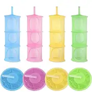 4-storey plush storage room, foldable space-saving storage basket, suitable for children's room, bathroom, balcony