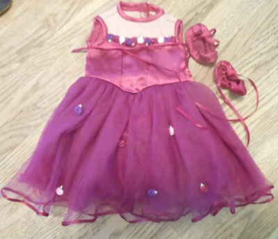American Girl - One Piece Magenta Ballerina Outfit with Matching Slippers
