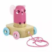 Wooden Pink Squirrel Pull Toy Maracas by Vilac
