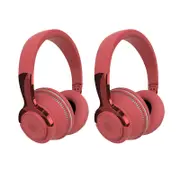 2pcs Wireless Bluetooth Headphones Over Ear Foldable Stereo Noise Cancelling Earphone for Travel Home Office -Red