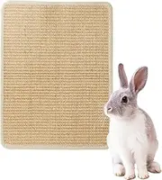 Bunny Scratcher Mat - Natural Sisal Cat Bunny Scratching Pad - Natural Chew Toys Pet Supplies, Cooling Bedding Cage Accessories for Small Animal Biting Sleeping Nesting