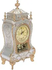 Vintage Old Fashioned Style Living Room Accessories Plastic Table Clock Antique Home Hotel Decorative Desk Alarm Clocks for Home, Office, Hotel, Market /1391 (Color : White)