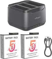 Coyktonty Battery Charger/Charger Set for Osmo Action 5 Pro,Simultaneous Charging of Three Batteries,with Charging Cable (Charger+2 Battery)