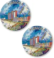 [No Thorns Media] Pensacola Florida 2 Pack Pinback Buttons 2.25" Fun Pins for Clothes, Backpacks, Hats, and Jackets - Cartoon, Retro, and Punk Style Lapel Badges, Slogans, and Party Pins ID45000, Metal, no gemstone