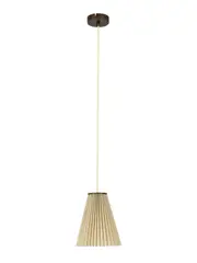Amore 1 Light Small Pendant in Bronze with Pleated Natural Linen Shade