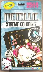 Hello Kitty Metallic Xtreme Coloring Shiny Steel Effects On Black Paper Crayola