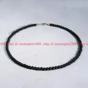 Natural Black Lava Stone Bead Delicate Necklace Handmade Dainty Gemstone Choker