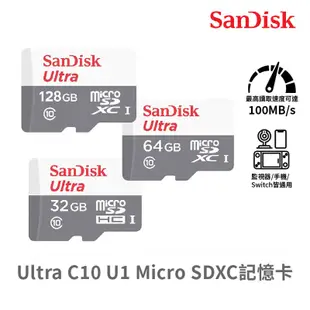 SanDisk 晟碟 Ultra Micro SDHC 32G 64G 128G 記憶卡 UHS-I U1 C10