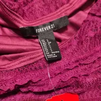 在飛比找蝦皮購物優惠-紫紅色蕾絲小禮服160碼Forever21
