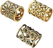 Joyci 3pcs Retro Women's Scarf Ring Clip Slide in Gold Silver Tone Metal Antiqued Hollow Tube Chiffon Buckle